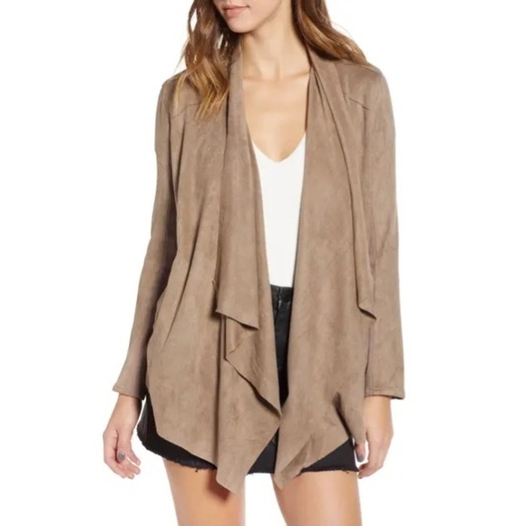 Blank NYC Cloud Nine Draped Wrap Jacket Convertible Faux Suede Leather - Picture 9 of 9